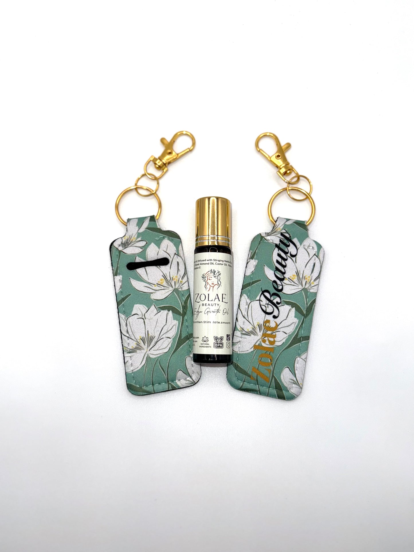 Floral Keychain Chapstick Holder – Fits Zolae Beauty Edge Growth Oil, Lip Balm & Lipstick
