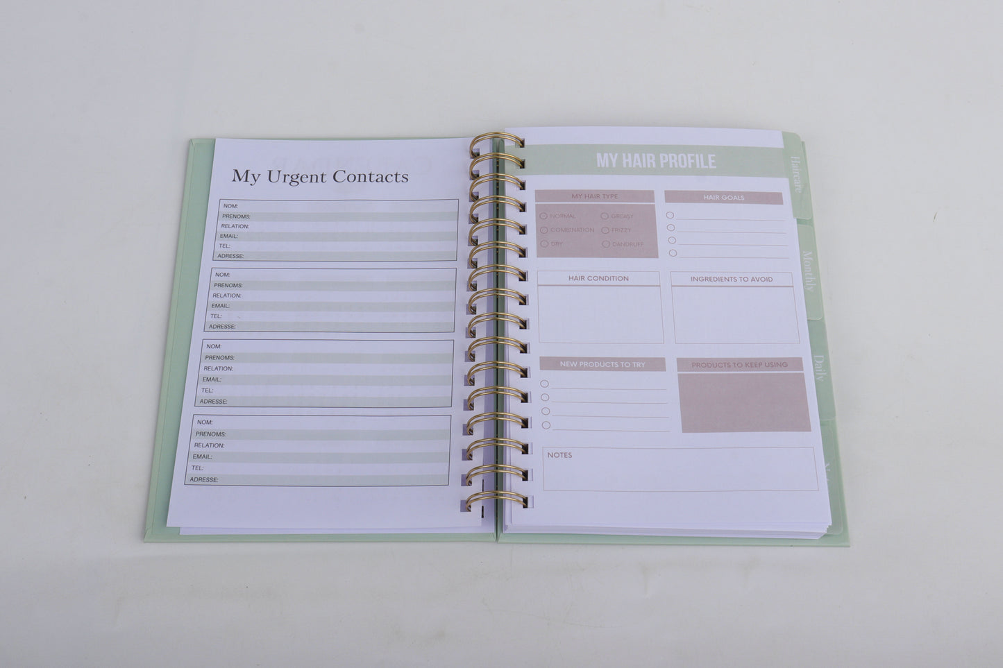 Zolae Beauty My Hair Care Planner Bundle - 7x9 Inch Spiral Bound Organizer for Tracking Wash Days Growth & Healthy Hair Routines