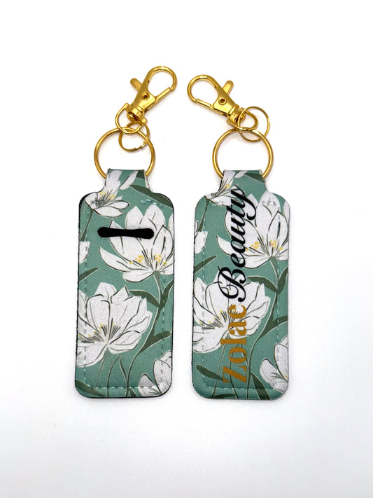 Floral Keychain Chapstick Holder – Fits Zolae Beauty Edge Growth Oil, Lip Balm & Lipstick